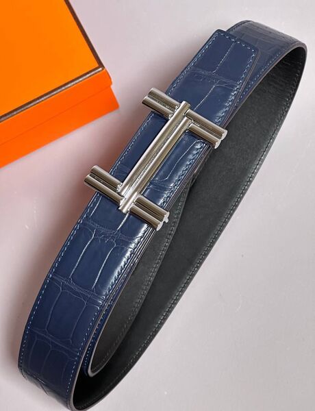 Мужской ремень Hermès мужской кожа синий 152885