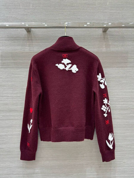 Свитер Chanel женский вязаная ткань бордовый 169583-4