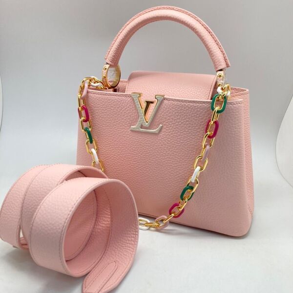 Сумка Louis Vuitton Capucines женский кожа розовый 118652
