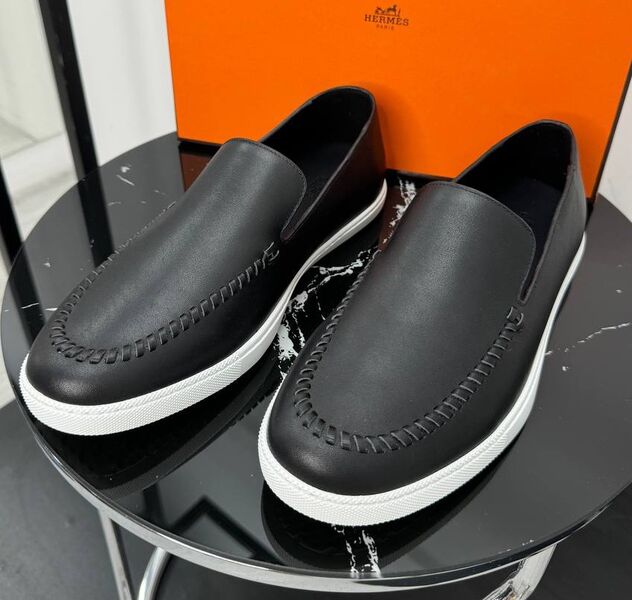 Мужские лоферы Hermès мужской кожа черный 193046