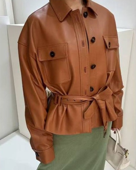 Куртка Miu Miu женский кожа бежевый 174864-4