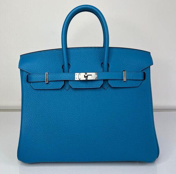 Сумка Hermès Birkin 25 ручная работа женский кожа бирюзовый 100616