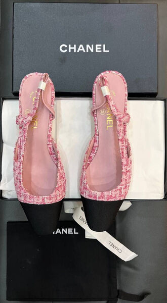 Туфли Chanel женский твид розовый 121478-2