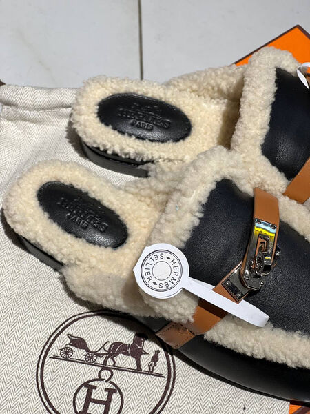 Мюли Hermès женский замша черный 128304-5