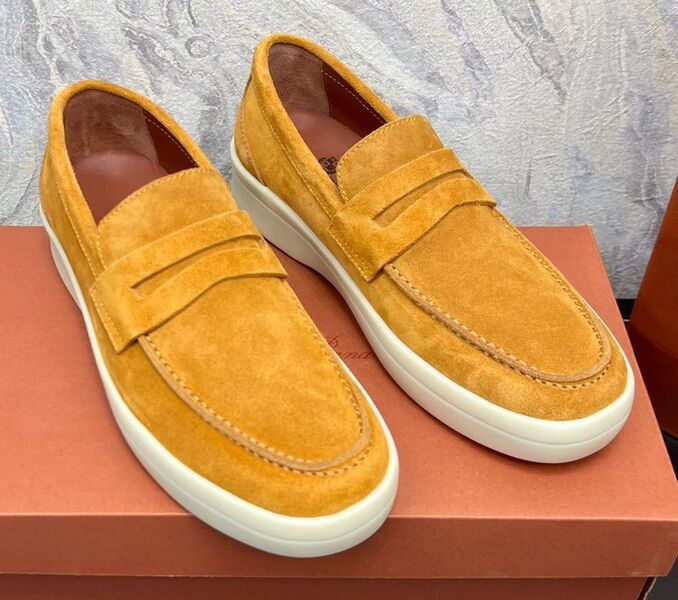 Мужские лоферы Loro Piana мужской замша горчичный 112636