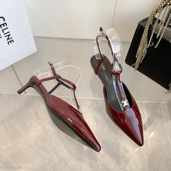 Туфли Celine женский кожа бордовый 182760