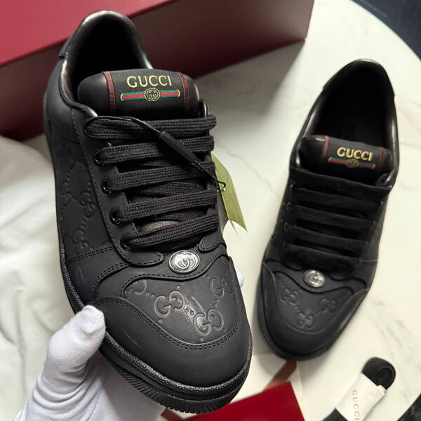 Мужские кеды Gucci мужской кожа черный 172251-4