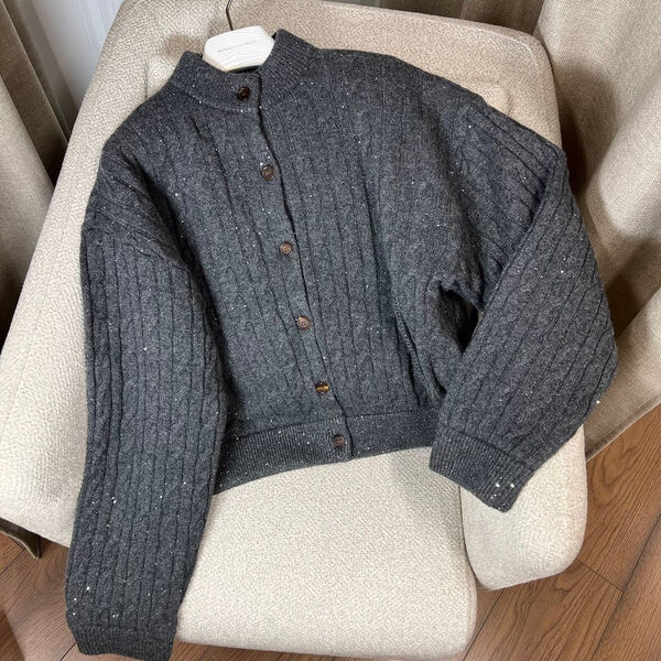 Кардиган Brunello Cucinelli женский вязаная ткань графитовый 200911