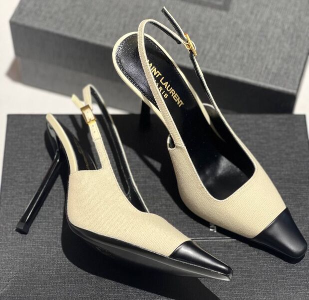 Туфли Saint Laurent женский кожа бежевый 138459