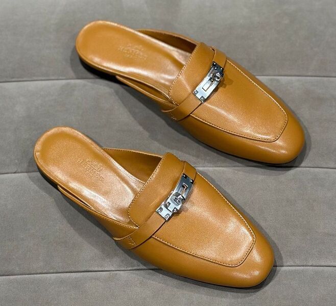 Мюли Hermès женский кожа бежевый 116309