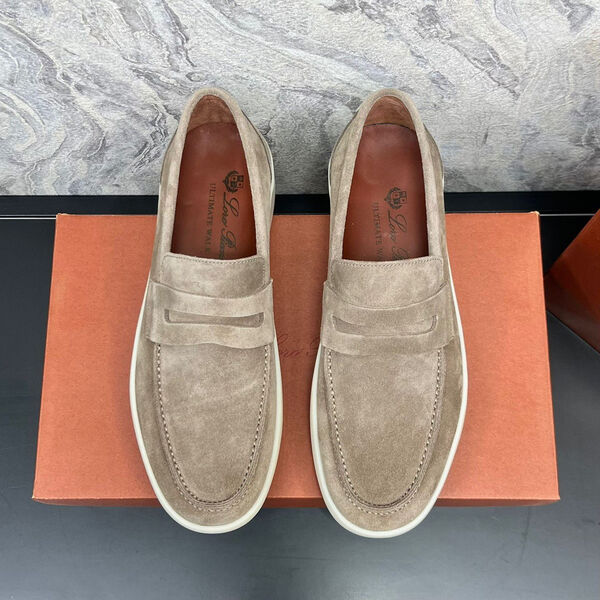 Мужские лоферы Loro Piana мужской замша бежевый 112629-2