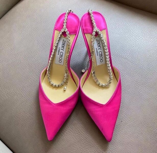 Босоножки Jimmy Choo женский сатин розовый 12368
