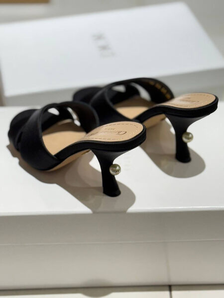 Шлепки Christian Dior женский ткань черный 181506-6