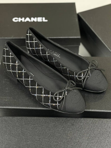 Балетки Chanel женский замша черный 182842