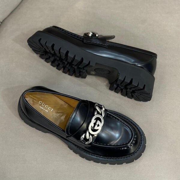 Лоферы Gucci женский кожа черный 123011-3