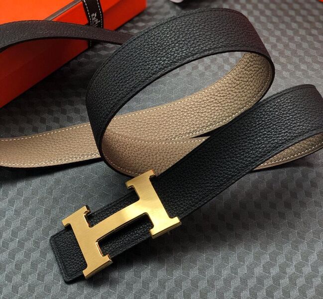 Мужской ремень Hermès мужской кожа черный 52516