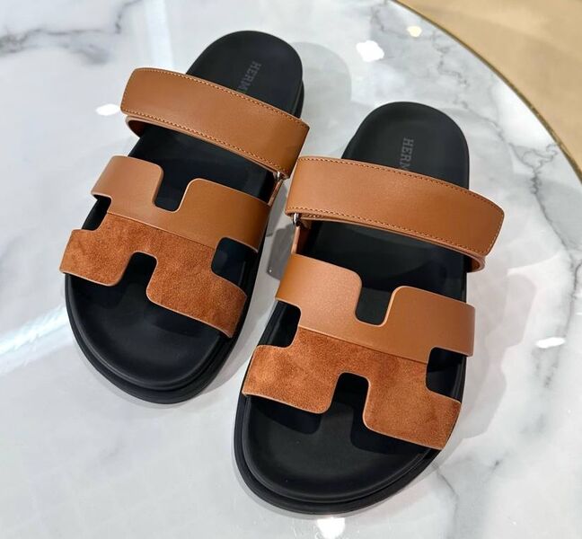 Шлепки Hermès женский кожа бежевый 183381