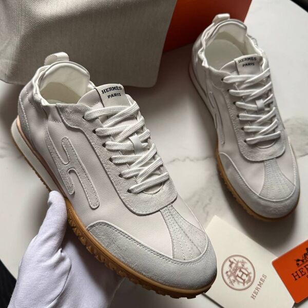 Мужские кроссовки Hermès мужской кожа графитовый 167272