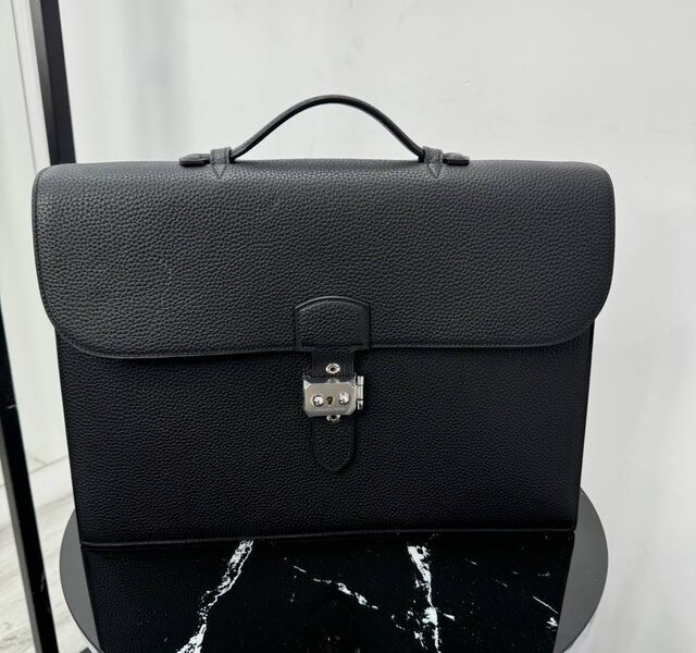 Мужской порфель Hermès мужской кожа черный 96815