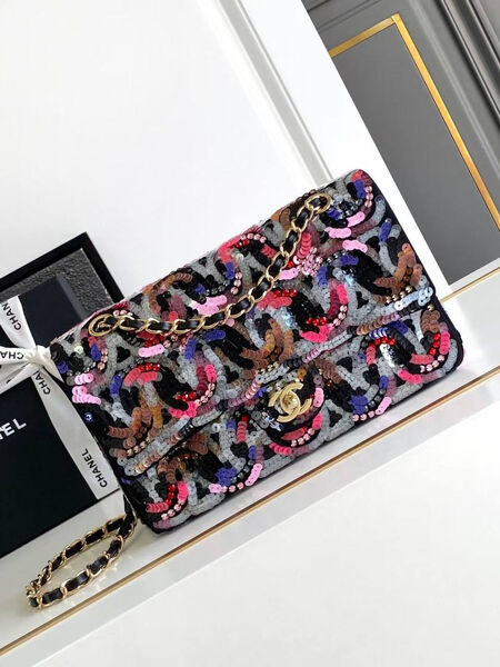 Сумка Chanel женский пайетки черный 191143-2