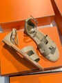 Босоножки Hermès женский кожа бежевый 185916-2