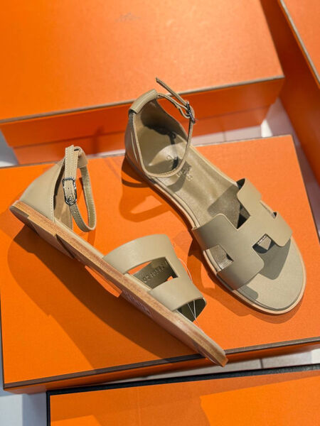 Босоножки Hermès женский кожа бежевый 185916-2
