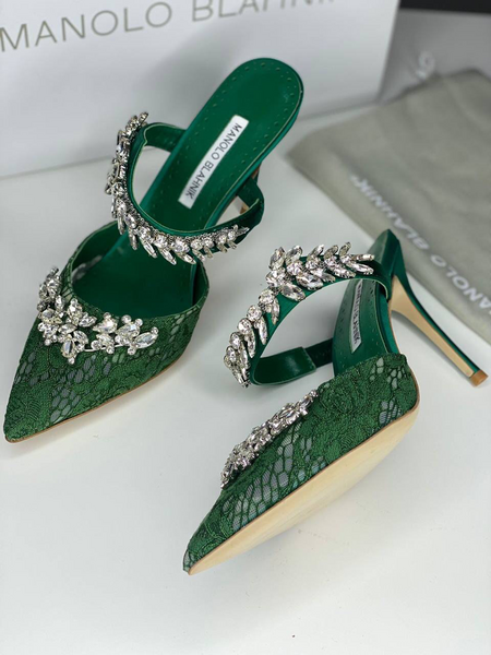 Туфли Manolo Blahnik женский болотный 80819-2