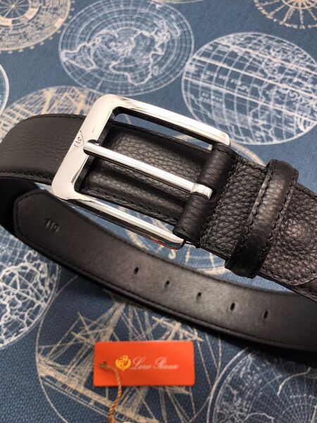 Мужской ремень Loro Piana мужской кожа черный 52645-2