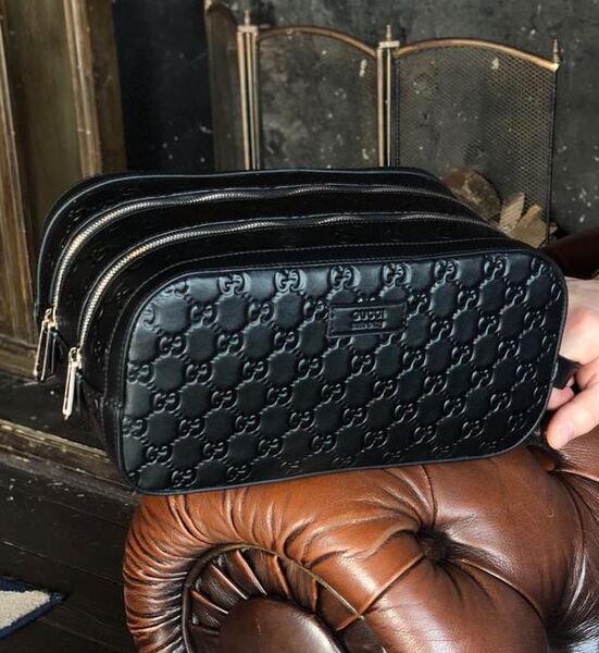 Мужской несессер косметичка Gucci мужской кожа черный 55292