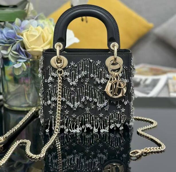 Сумка Christian Dior Lady женский кожа,канва черный 196569