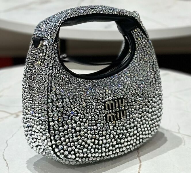 Сумка Miu Miu Wander женский стразы графитовый 141484