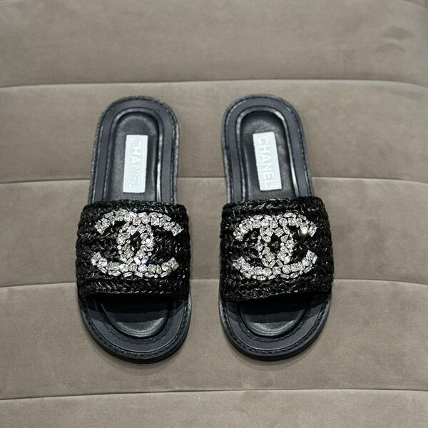 Шлепки Chanel женский кожа черный 119043-2