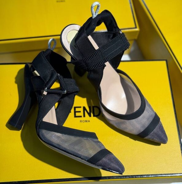 Туфли Fendi женский сетка графитовый 188803