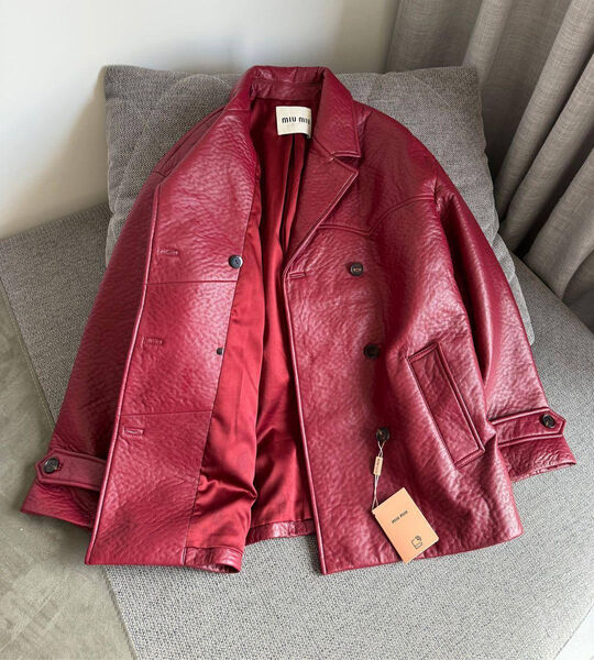 Куртка Miu Miu женский кожа бордовый 162346-2