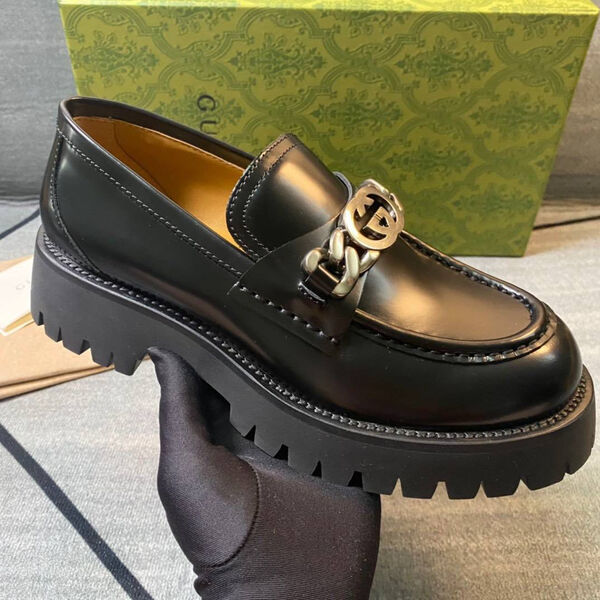 Лоферы Gucci женский кожа черный 123011-7