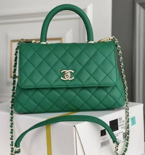 Сумка Chanel женский кожа болотный 182022