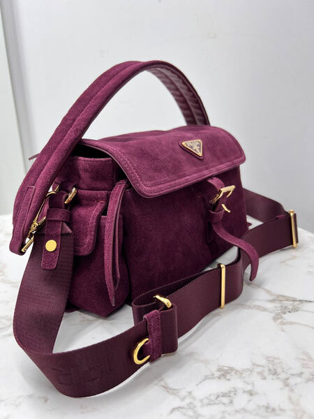 Сумка Prada женский замша бордовый 200214-4