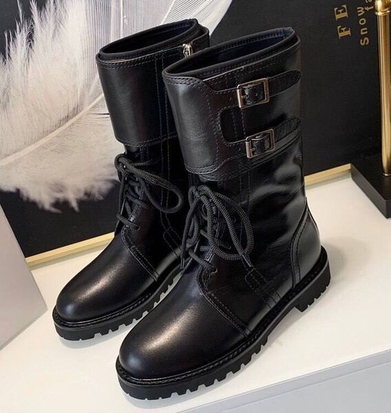 Ботинки Christian Dior женский кожа черный,белый 128173