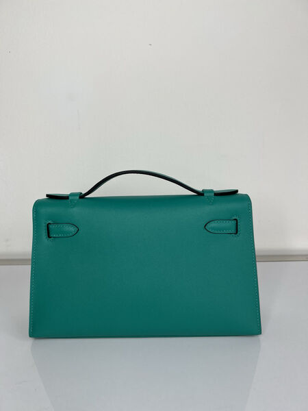 Сумка Hermèskelly 20 Pochette женский кожа бирюзовый 138057-3