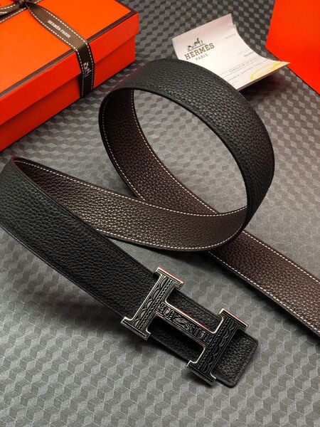 Мужской ремень Hermès мужской кожа черный 52504-2