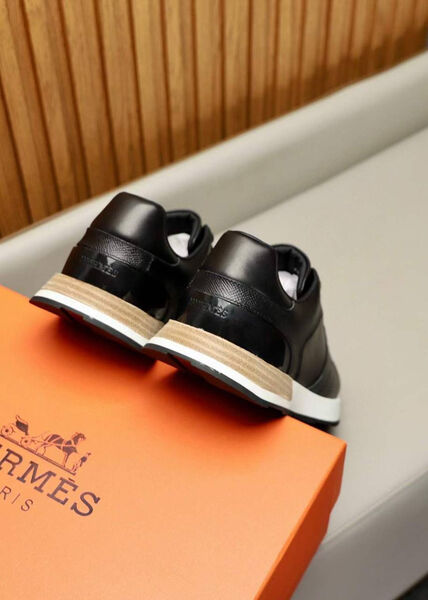 Мужские кроссовки Hermès мужской кожа черный 140286-3