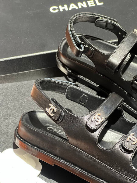 Сандалии Chanel женский кожа черный 151135-3