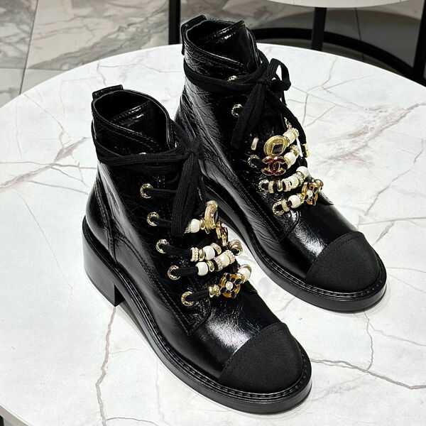 Ботинки Chanel женский кожа черный 159619-2