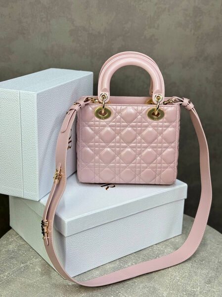 Сумка Christian Dior Lady женский кожа розовый 194009-2