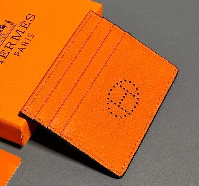 Картхолдер Hermès мужской кожа оранжевый 154036
