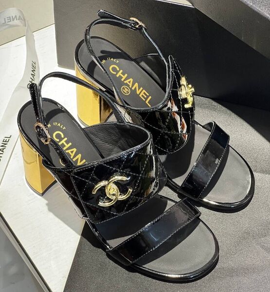 Босоножки Chanel женский кожа черный 106736
