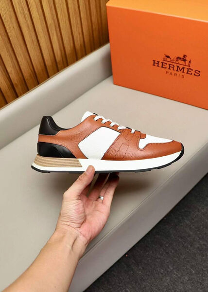 Мужские кроссовки Hermès мужской кожа белый 140300-4