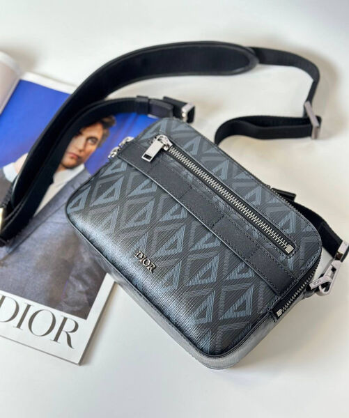 Мужская сумка мессенджер Christian Dior мужской кожа черный 133561-2