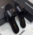 Шлепки Chanel женский кожа черный 195145-1