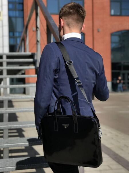 Мужской портфель Prada мужской кожа черный 77853-3